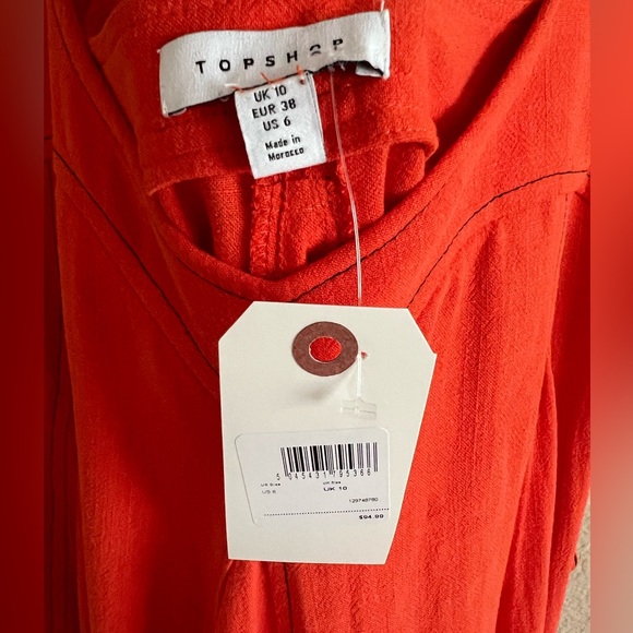 NWT Topshop Topstitch Linen Orange Mini Dress, 6 - Picture 7 of 7